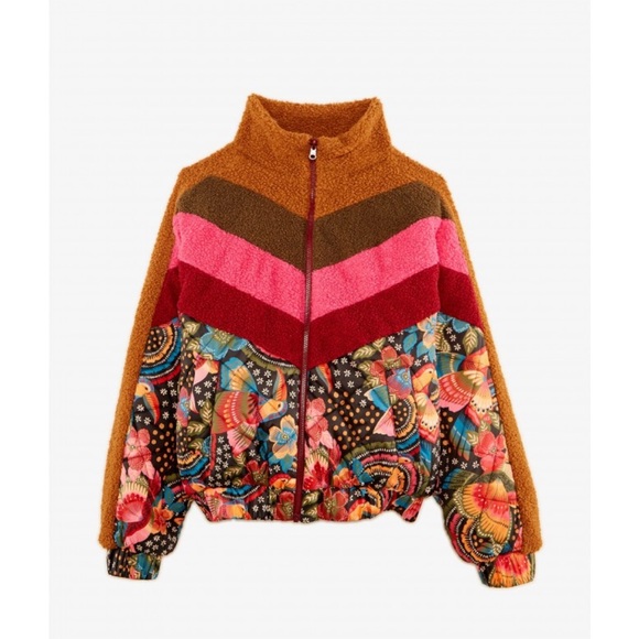 NWT FARM RIO Toucanfly Reversible Floral Print Quilted Puffer Jacket Size L - Picture 14 of 14